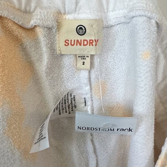 NWT Sundry Drawstring Waist Terry Sweat Shorts White Orange Cream Tie Dye - 2(M) - Picture 4 of 9